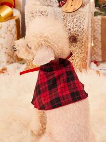 PETSIN 1 Stück Weihnachts-Rot-Schwarz karierter Haustier-Kapuzenumhang