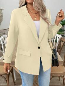 EMERY ROSE Blazer long croisé à revers et grandes poches pour femmes grandes tailles, automne/hiver - Nude - Voir 7