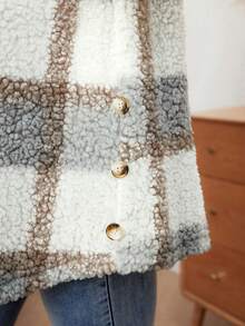 SHEIN Chaqueta de maternidad regular, cómoda y casual con cremallera delantera a cuadros - Multicolor - Ver 7