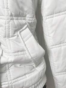 EgrlEra Áo khoác mùa đông thường ngày có mũ trùm đầu bằng lông nhân tạo, tay dài có khóa kéo, cổ áo có túi dành cho nữ - trắng - Xem 4