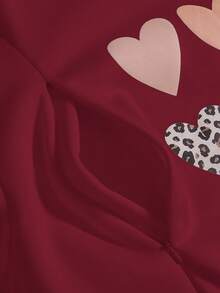 SHEIN Pregnant Women's Casual Heart Print Nursing Sweatshirt, Autumn Pregnant Clothes Maternity Sweatshirt Heart Print Sweatshirt Sweatshirts For Women - Burgundy - View 4