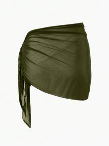 Oceva Women's Solid Color Side Knot Cover-Up & Mini Skirt Set, Vacation - Green - View 5