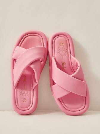 Cuccoo 女款時尚舒適粉色厚底涼鞋