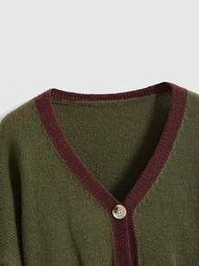 ROMWE Fairycore Áo khoác cardigan nữ mùa đông, thêu hình nấm lấy cảm hứng từ thiên nhiên, có túi, thích hợp mặc mùa đông. - màu xanh lá - Xem 3