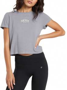 DKNY Women's Short Sleeve T-Shirts Grey - Grey Ivory - View 1