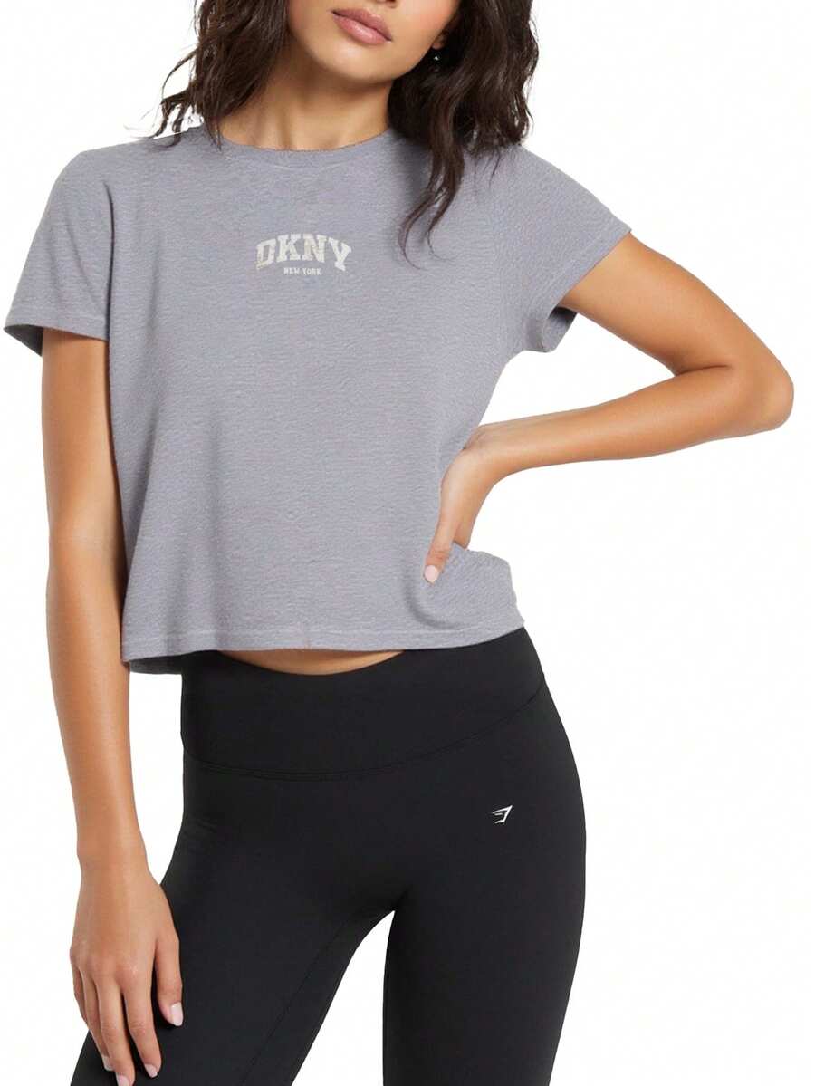 DKNY Women's Short Sleeve T-Shirts Grey - Grey Ivory - View 1