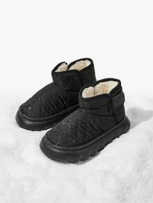 JNSQ Children's Comfortable & Fashionable Casual Solid Color Warm Snow Boots, Lightweight Outdoor Boots For Winter - Black - View 5