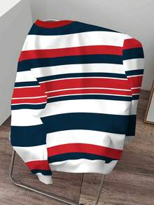 Manfinity Hypemode Men's Multicolor Striped Knitted Fabric Pullover Sweatshirt With Round Neck And Drop Shoulder Long Sleeves Regular Length - Multicolor - View 2
