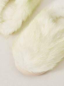 Cuccoo Women Plain Color Flat Simple Furry Slide Slippers,Casual Daily Wear For Christmas And New Year Holiday Vibe Fall And Winter
