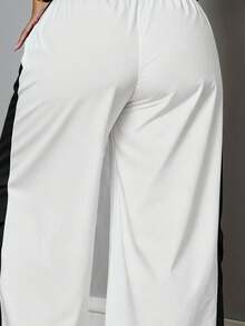 SHEIN PETITE CURVE Plus Size Women's Summer Concert Streetwear Going Out Color-Blocked Parachute Pants
