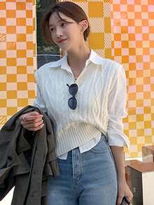 DAZY Women's V-Neck Cable Knit Loose Fit Sweater Vest, Casual Layering Piece For Autumn/Winter - Beige - View 8