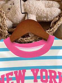 Emery Rose Kids Emery Rose Kids Happikins Toddler Girls/Little Girls Casual Minimalist Blue Striped With "NEW YORK" Text, Contrast Pink, Back To School, Collegiate Style, Loose Fit Crew Neck Comfortable Knit Long Sleeve Sweatshirt, Suitable For Autumn/Winter Fall - Multicolor - View 7