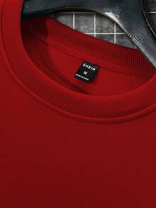 Manfinity Homme 男士休闲字母印花卫衣和运动裤两件套，秋季男士慢跑服，红色长袖卫衣，修身弹力裤，黑色和红色休闲套装 - 彩色 - 查看 6