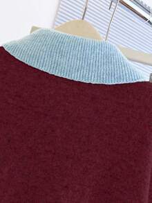 Franclia Áo len dài tay cổ chữ V 2 trong 1, Thu/Đông - Màu Đỏ Sâu - Xem 6