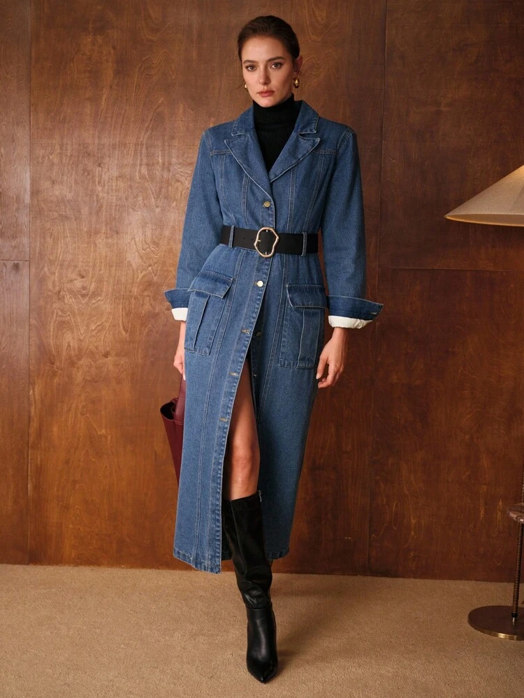 BUTTON UP POCKET DENIM COAT