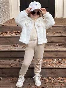 SHEIN Young Girl 3pcs Letter & Butterfly & Moon Print Sweatpants Joggers For Girlsloose Pants For Young Girl