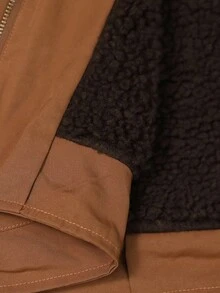 EMERY ROSE Women's Casual Zip-Up Thermal Lined Jacket With Sherpa Collar, Autumn/Winter Women's Winter Coat Brown Jacket - Brown - View 10