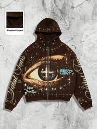 ROMWE MEN Street Life Men's Street Style Casual Thermal Lined Hooded Sweatshirt, Fall/Winter