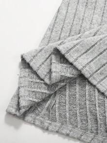 少女休闲罗纹高领长裙，百搭秋冬装 - 灰色 - 查看 5