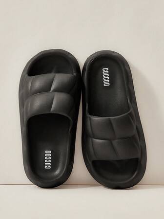 Cuccoo Women's Fashionable Black Plastic Slippers, Comfortable And Can Be Worn Outside For Summer Vacation Shoes Summer Spring Shoes Spring Break Easter For Casual Beach Style