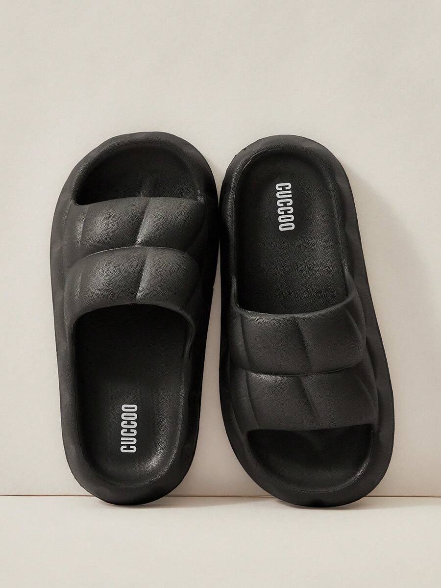 Cuccoo Women's Fashionable Black Plastic Slippers, Comfortable And Can Be Worn Outside For Summer Vacation Shoes Summer Spring Shoes Spring Break Easter For Casual Beach Style