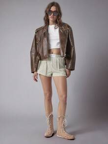 Solezae New Fashionable Women's Tan Lace Up Boxing Style Knockout Retro Vibes Sneaker Boot Mid-Calf Faux Leather Comfort Street Wear Edge Holiday Shoe - Maroon - View 2