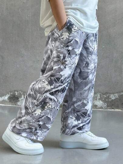 SHEIN 1pc Young Boy Casual Sports Cute Daily Comfortable Street Printed Straight Leg Pants, Suitable For Outings, School, Daily Gatherings, Spring/Summer/Autumn/Winter Seasons, Back To School, Fall