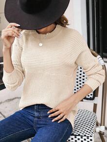 SHEIN Essnce Áo len trơn màu thường ngày cho nữ, Thu/Đông - Màu be - Xem 7