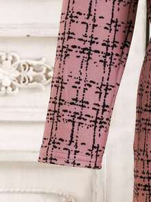 SHEIN Conjunto de chaqueta de manga larga y minifalda de estilo urbano chic para niña preadolescente - Rosa vieja - Ver 3