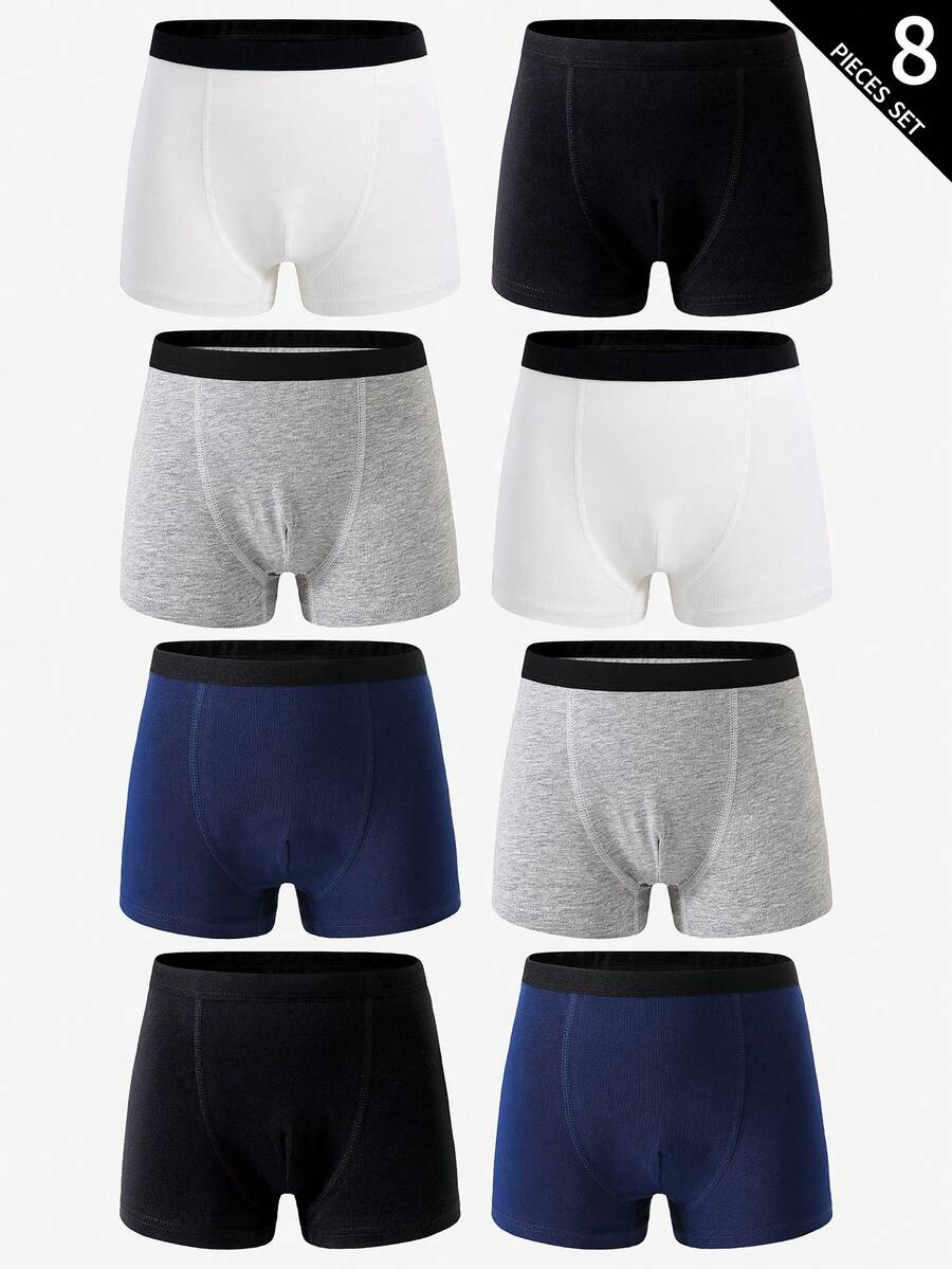 8 piezas/paquete Calzoncillos de algodón cómodos y multicolor para niños - Multicolor - Ver 1