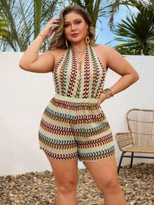 Swim Lushoire Bộ đồ liền thân hở lưng hở lưng dáng Spaghetti thanh lịch cỡ lớn dành cho nữ, phong cách kỳ nghỉ hè gợi cảm - Nhiều màu - Xem 3