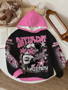 Slaydiva 黑色卫衣/女士外出上衣/女士秋季服装/女士冬季服装/Y2K服装/街头服饰/返校季/休闲街头风/嘻哈风/女士休闲街头印花卫衣/嘻哈风/卡通人物迷彩图案/印花卫衣 - 彩色 - 查看 3