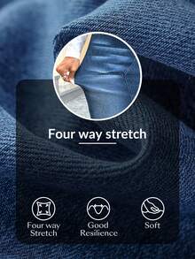 SHEIN Essnce Chân váy denim bó sát xẻ eo phối màu cho nữ - Màu xanh lam - Xem 8