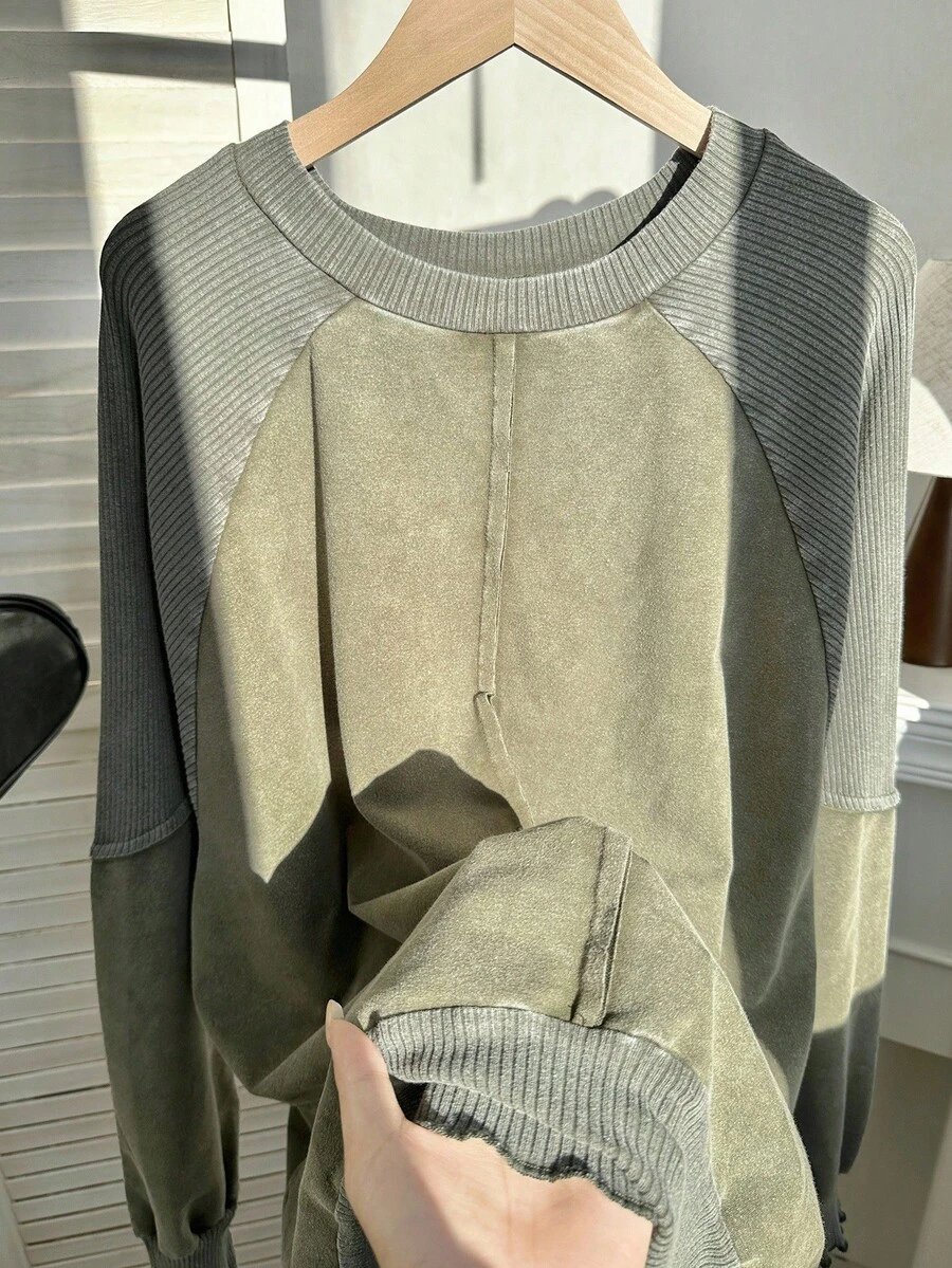 Comfortcana 大码纯色简约圆领长袖运动衫