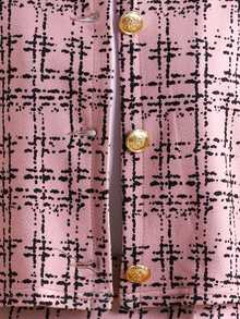 SHEIN Conjunto de chaqueta de manga larga y minifalda de estilo urbano chic para niña preadolescente - Rosa vieja - Ver 6