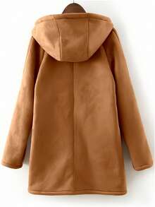 Franclia New Autumn/Winter Brown Raglan Sleeve Long Sleeve Pocket Loose Mid-Length Fleece Jacket For Women - Khaki - View 2