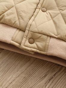 SHEIN 2pcs Toddler Infant Baby Boys Casual Stand Collar Long Sleeve Quilted Bomber Jacket And Pants Set, Letter Decor, Autumn/Winter, Baby Baseball Uniform, Baby Clothing, Infant Outfit, 6M-3T Fall