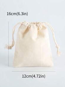 10pcs Plain Drawstring Bags, Gift Wrap Bags - Beige - View 5