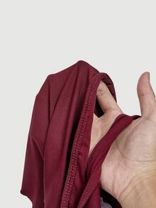 SHEIN MOD 女式休闲露背系带金属扣合身不对称下摆背心 - 酒紅色 - 查看 5