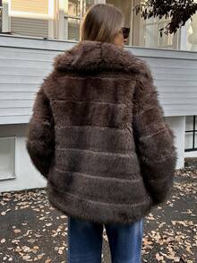 Elyressa Damen Lässige Jacke mit Kunstfell-Kragen, Langarm, Winter