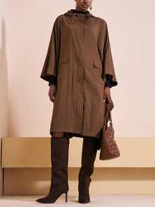 Zivah 2025秋季新音乐节、复活节、圣帕特里克节、西部风、游牧风、生日派对、毕业典礼、学院风、学生装、日常休闲、百搭、休闲、邮轮旅行、海滩、日光浴、爆款、街头风、婚礼宾客波西米亚风、通勤、早午餐、机场、派对、节日外套、带帽斗篷式长袖棕色长款外套，配有大口袋，轻便舒适，适合女性圣诞节、女性感恩节等场合。 - 棕色 - 查看 7