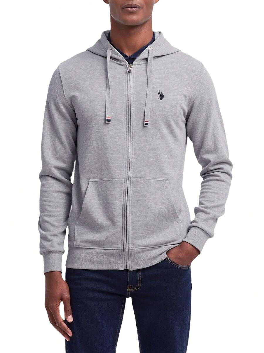 Classic Men's Zip Up Hoodie Grey - Grey - View 1