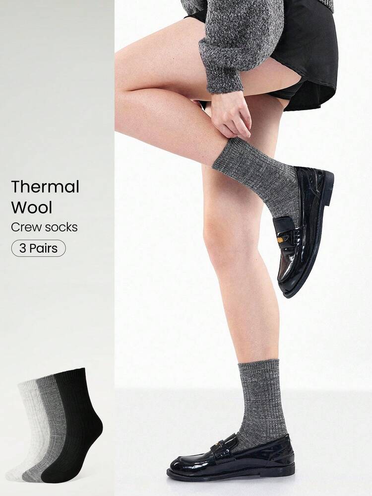 3足セット コージートゥーズ フェイクウール あたたかい ソフト シームレス サイドツイストディテール トゥークルーソックス デイリーカジュアルウェア