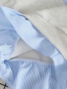 Genkimix Kids 1件装少女款男女通用灰色条纹套头卫衣，百搭春秋冬装，学院风，高品质面料，适合街头、通勤、上学、返校季穿着，可爱纯棉卫衣上装 - 彩色 - 查看 8