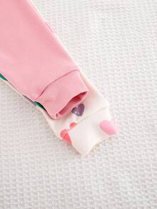 Cozy Pixies 4 件套女婴舒适睡衣套装，彩色心形印花柔软针织圆领长袖上衣和紧身裤，适合春、夏、秋、冬、情人节礼物 - 彩色 - 查看 6