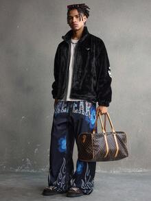 AXEPEAK Giacca casual da uomo con ricamo a lettera, autunno/inverno