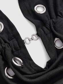 ROMWE J-Fashion Women's Retro Y2K Subculture Sexy Draped Neck Hollow Out Camisole - Black - View 3