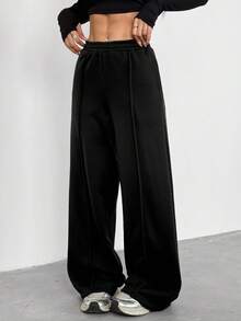 Sparklyn Quần ống rộng dáng rộng thoải mái cho bé gái tuổi teen, thích hợp cho các buổi đi chơi, thể thao, phong cách Y2K - màu đen - Xem 4