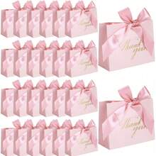 10 个，4.5x1.8x3.9 英寸小号感谢礼品袋，带蝴蝶结的迷你礼品袋，粉色图案纸质礼品袋，适合，带金箔印花的小纸质礼品袋，迷你糖果袋，带金箔印花的小纸质礼品袋，生日迷你糖果袋，母亲节礼物，礼物，新娘送礼会，毕业季派对用品 - 粉色 - 查看 7