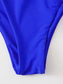 Swim Basics Summer Beach Solid Bikini Set Triangle Bra & Thong Bottom 2 Piece Bathing Suit - Royal Blue - View 4